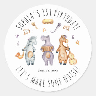 Sticker Rond Joli Anniversaire Animaux Africains Faisons du Bru