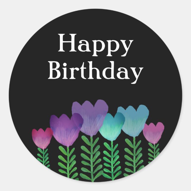 Sticker Rond Joli Anniversaire Floral (Devant)
