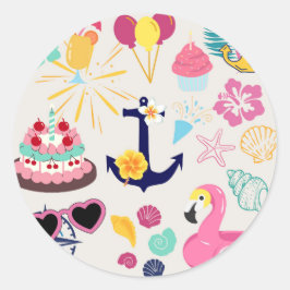 Sticker Rond Joli Anniversaire Nautique