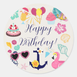 Sticker Rond Joli Anniversaire Nautique