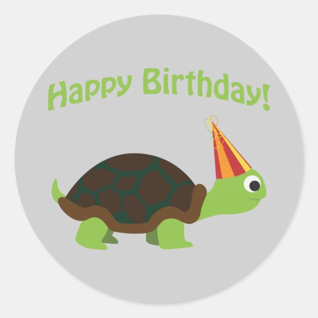 Sticker Rond Joli anniversaire ! Tortue (Devant)