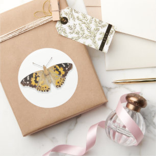 Sticker Rond Joli Aquarelle Peint Papillon-Dame