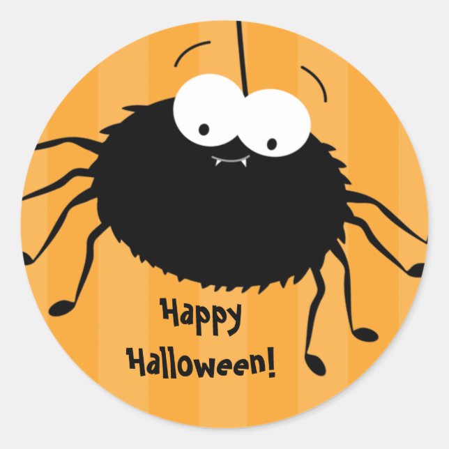 Sticker Rond Joli Araignée d'Halloween Enveloppe Phoques (Devant)