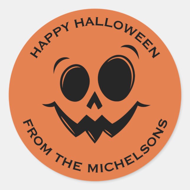 Sticker Rond Joli automne Halloween Jack-o'-lantern visage Citr (Devant)