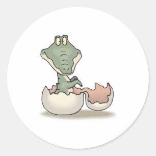 Sticker Rond joli bébé alligator à éclosion