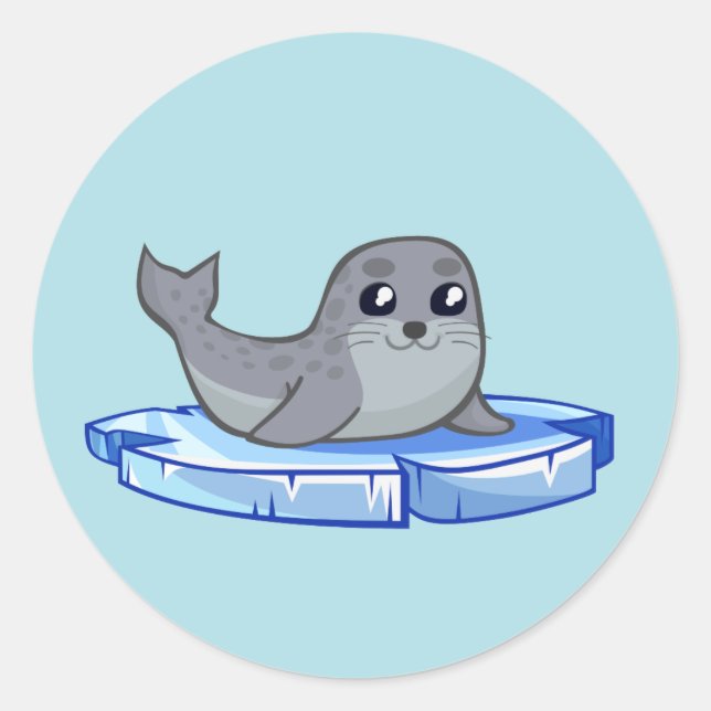Sticker Rond Joli bébé phoque dessin animé enfants (Devant)