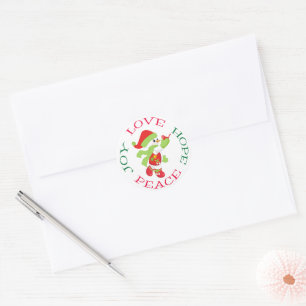 Sticker Rond Joli bonhomme de neige de Noël avec oiseau