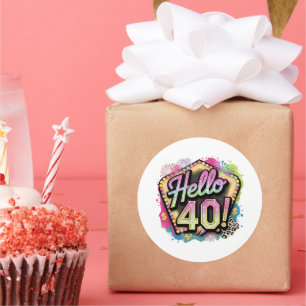 Sticker Rond Joli bonjour quarante Anniversaire lettrage artist