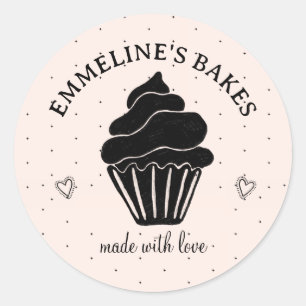 Sticker Rond Joli boulanger à domicile Illustrer Cupcake Rose N