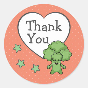 Sticker Rond Joli Brocoli Merci