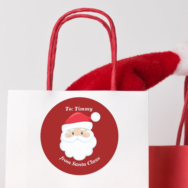 Sticker Rond Joli cadeau de Noël Rouge sur mesure du Père Noël (Créateur téléchargé)