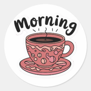 Sticker Rond Joli café bonjour