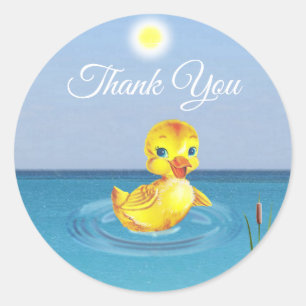 Sticker Rond Joli Caneton Nageant sur le Lac