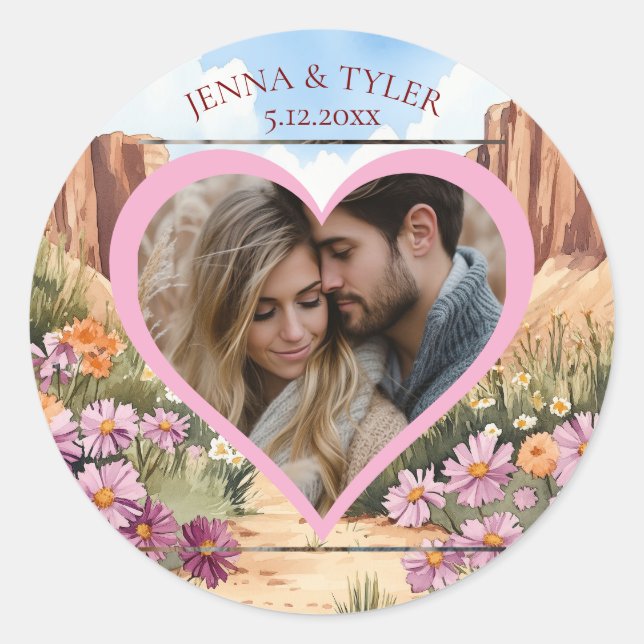 Sticker Rond Joli Canyon Modèle photo Mariage à thème (Devant)