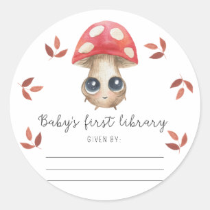 Sticker Rond Joli champignon - ex-libris, livres pour bébé