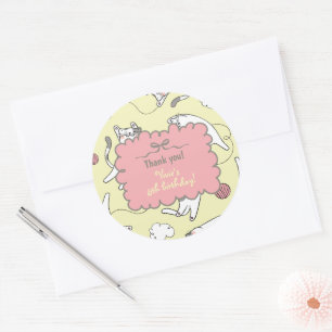 Sticker Rond Joli Chat Merci Anniversaire