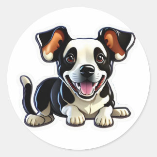 Sticker Rond Joli Chien Chiot Bernois, Joyeux Toutou #1