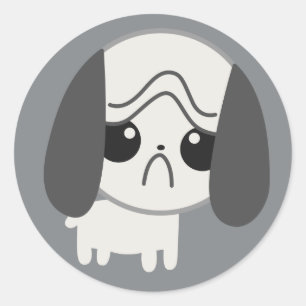 Sticker Rond Joli chiot Carlin triste