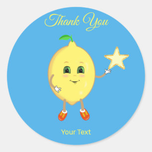 Sticker Rond Joli citron et étoile de logo Merci