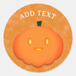 Sticker Rond Joli Citrouille Halloween Baby shower d'aquarelle