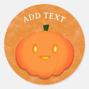 Sticker Rond Joli Citrouille Halloween Baby shower d'aquarelle