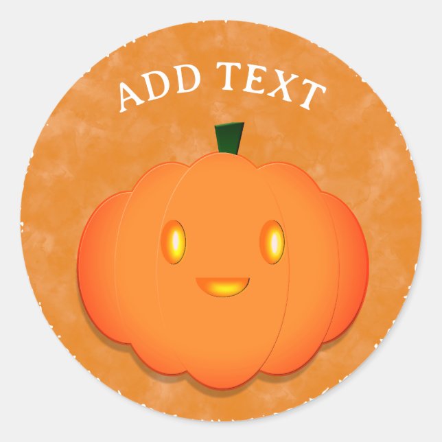 Sticker Rond Joli Citrouille Halloween Baby shower d'aquarelle (Devant)