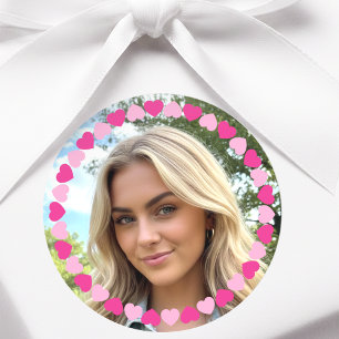 Sticker Rond Joli cœur d'amour en photo personnalisé rose