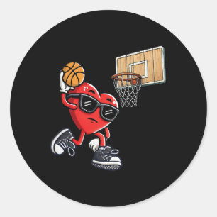Sticker Rond Joli cœur jouant Sketll Saint-Valentin Sketll garç