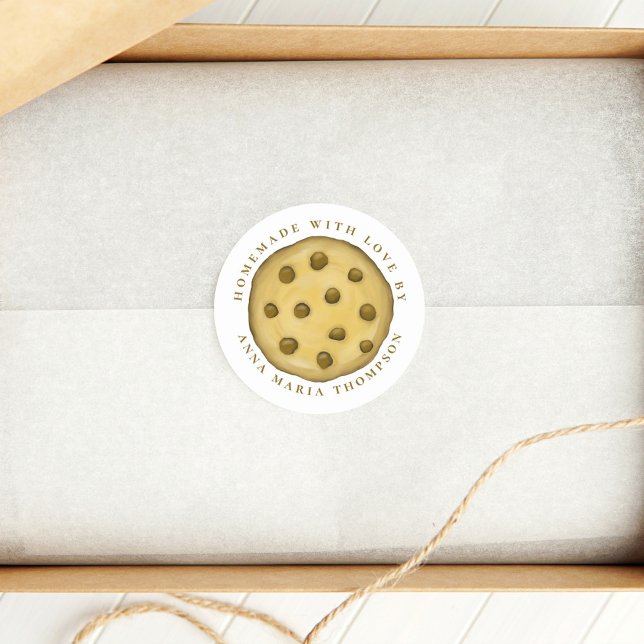 Sticker Rond Joli Cookie Fantaisie Faits à la maison avec Amour (Créateur téléchargé)