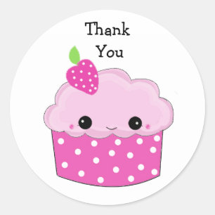 Sticker Rond Joli Cupcake Merci