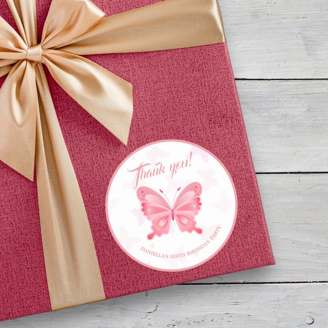 Sticker Rond Joli dans Pink Ballerina Fête d'anniversaire de fi (In use)