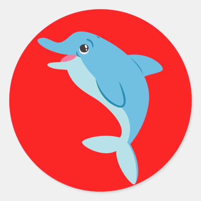 Sticker Rond Joli dauphin Animé (Devant)