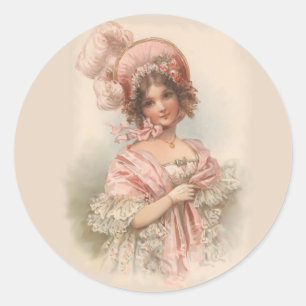Sticker Rond Joli en rose