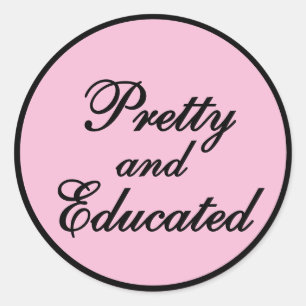 Sticker Rond Joli et instruit - cadeau rose bébé