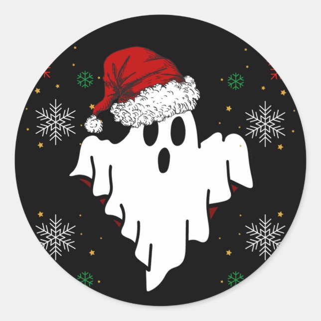 Sticker Rond Joli fantôme de Noël (Devant)