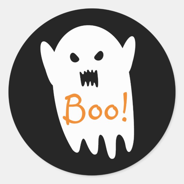 Sticker Rond Joli Fantôme Éffrayant Dit Boo (Devant)