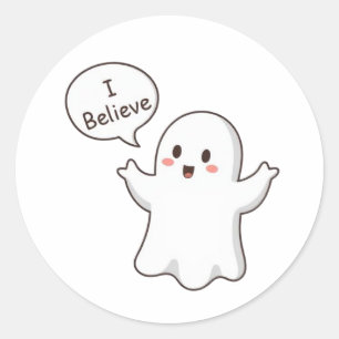 Sticker Rond Joli Fantôme Je Crois Dessin Animé