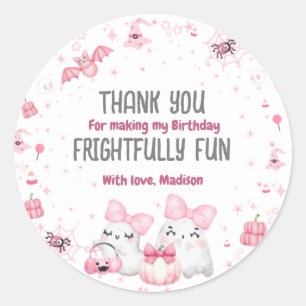 Sticker Rond Joli Fantôme Moderne Halloween fête d'anniversaire