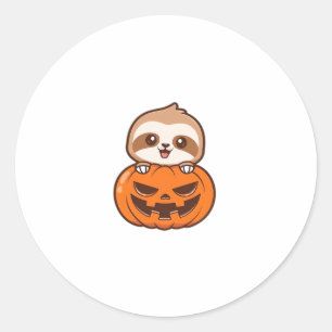 Sticker Rond Joli fentes avec Citrouille Halloween Dessin Vecto