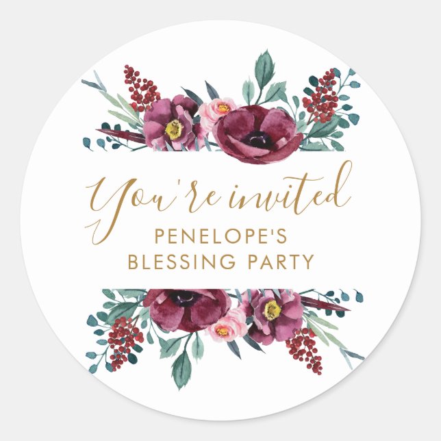 Sticker Rond Joli floral tu es invité la bénédiction de la mère (Devant)