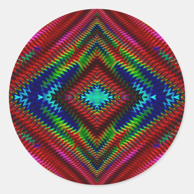 Sticker Rond ~ Joli Fractal multicolore ~ (Devant)