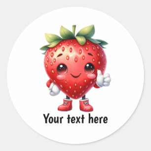 Sticker Rond Joli fruit de fraise personnalisable 