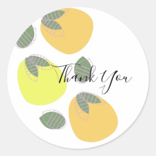 Sticker Rond Joli Fruit Orange Jaune Mangue Merci