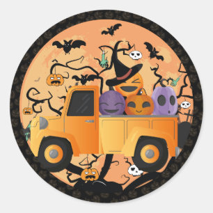 Sticker Rond Joli Halloween Citrouille