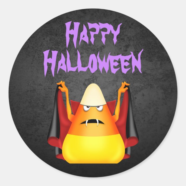 Sticker Rond Joli Halloween Éffrayant de maïs bonbon (Devant)