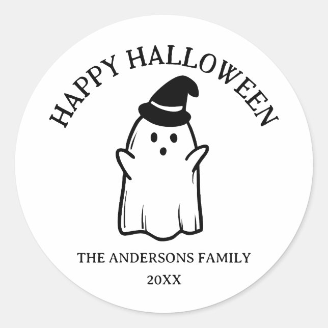 Sticker Rond Joli Halloween Ghost drôle (Devant)