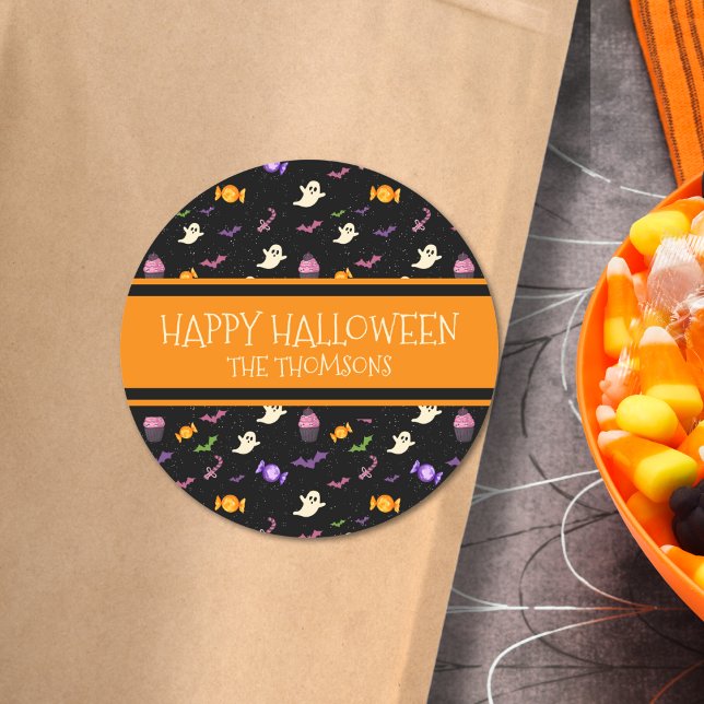 Sticker Rond Joli Halloween noir couleur mignonne (Créateur téléchargé)