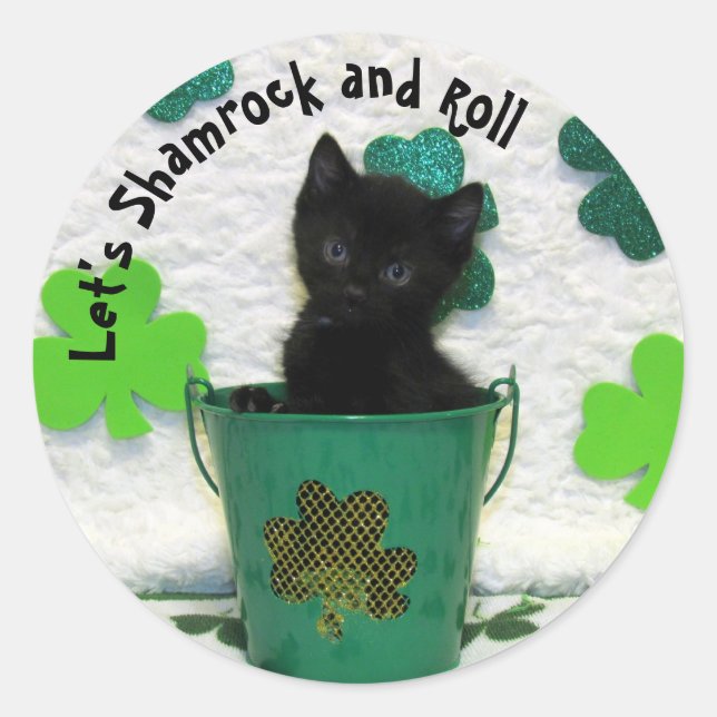 Sticker Rond Joli Jack le chat irlandais - Saint Patrick's Day (Devant)