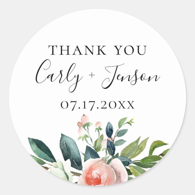Sticker Rond Joli Jardin Floral Mariage Favoriser (Devant)