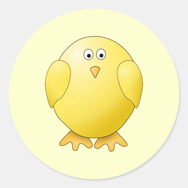 Sticker Rond Joli Jaune. Petit Oiseau. (Devant)